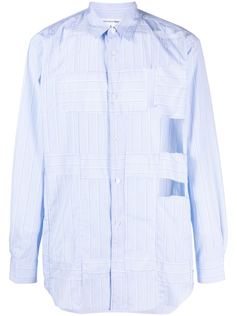 Comme Des Garçons Shirt 条纹镂空棉衬衫 - 蓝色