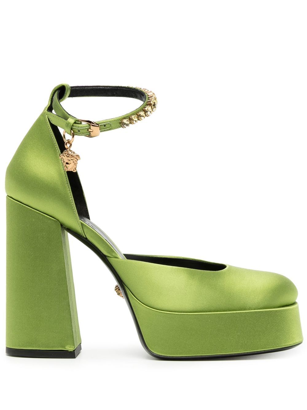Versace Medusa Aevitas 缎面高跟鞋 - 绿色