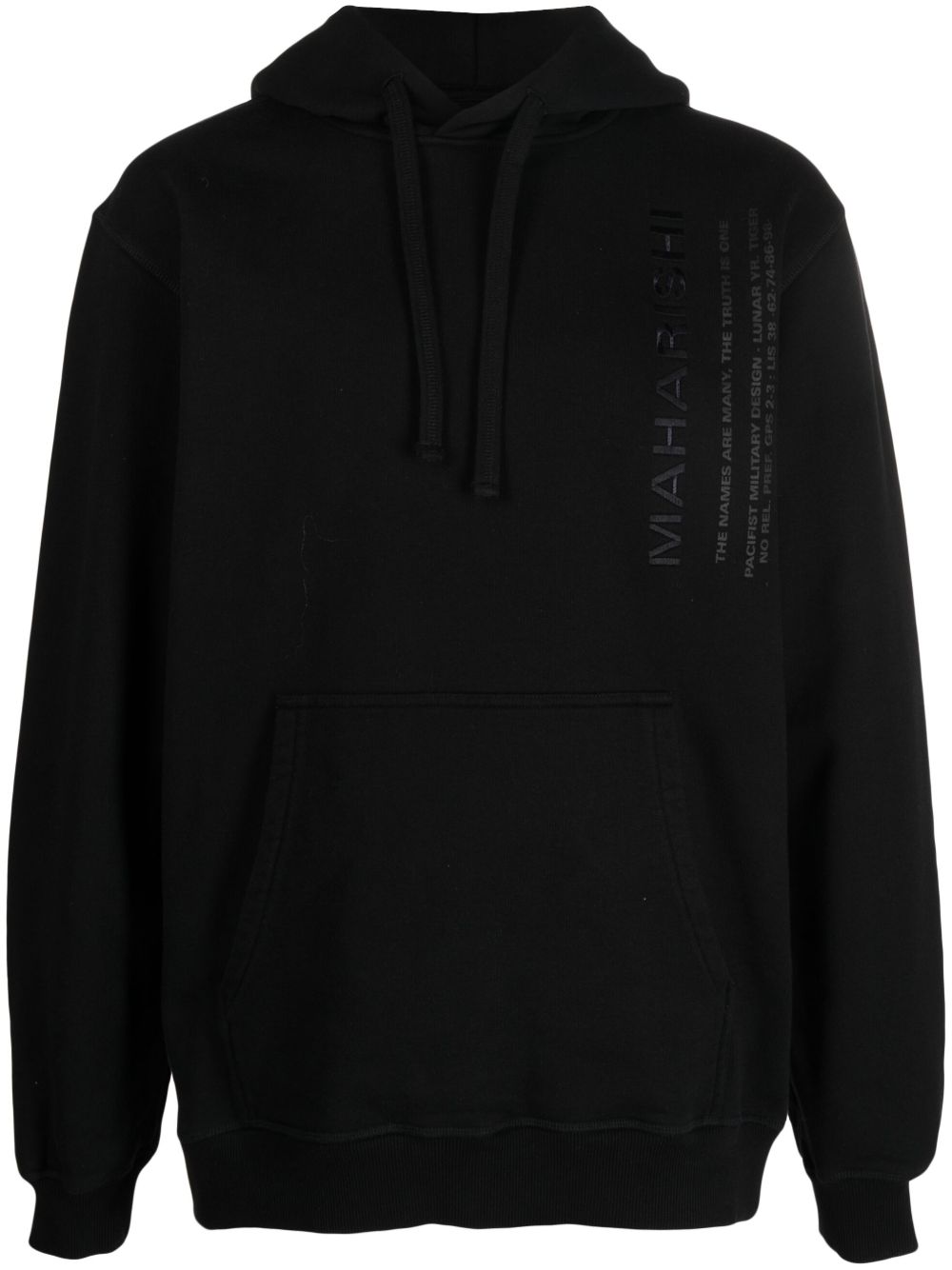 Maharishi logo刺绣连帽衫 - 黑色