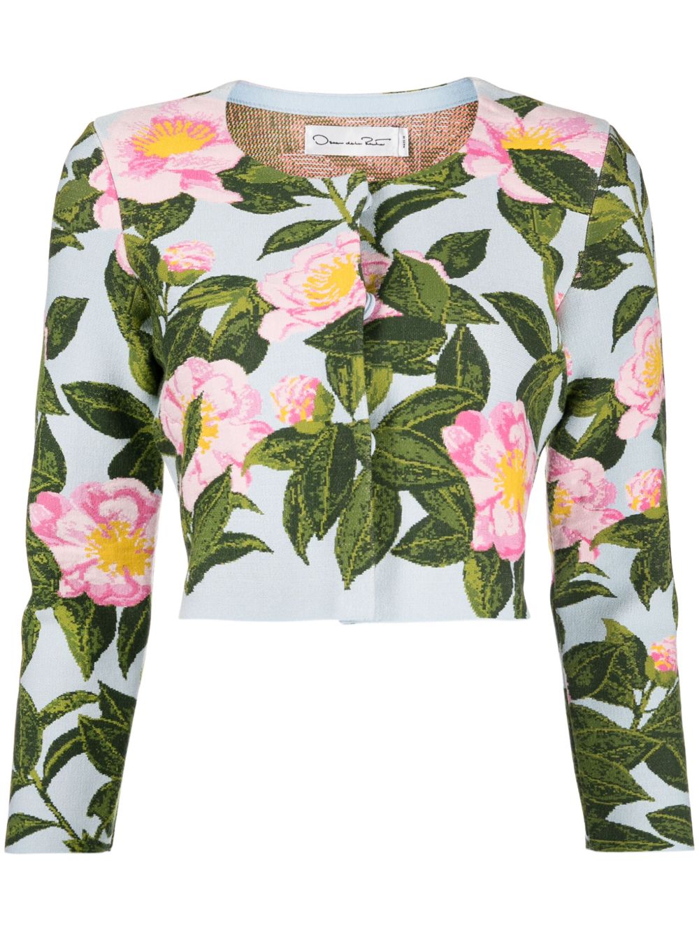 Oscar de la Renta 山茶花提花短款开衫 - 蓝色