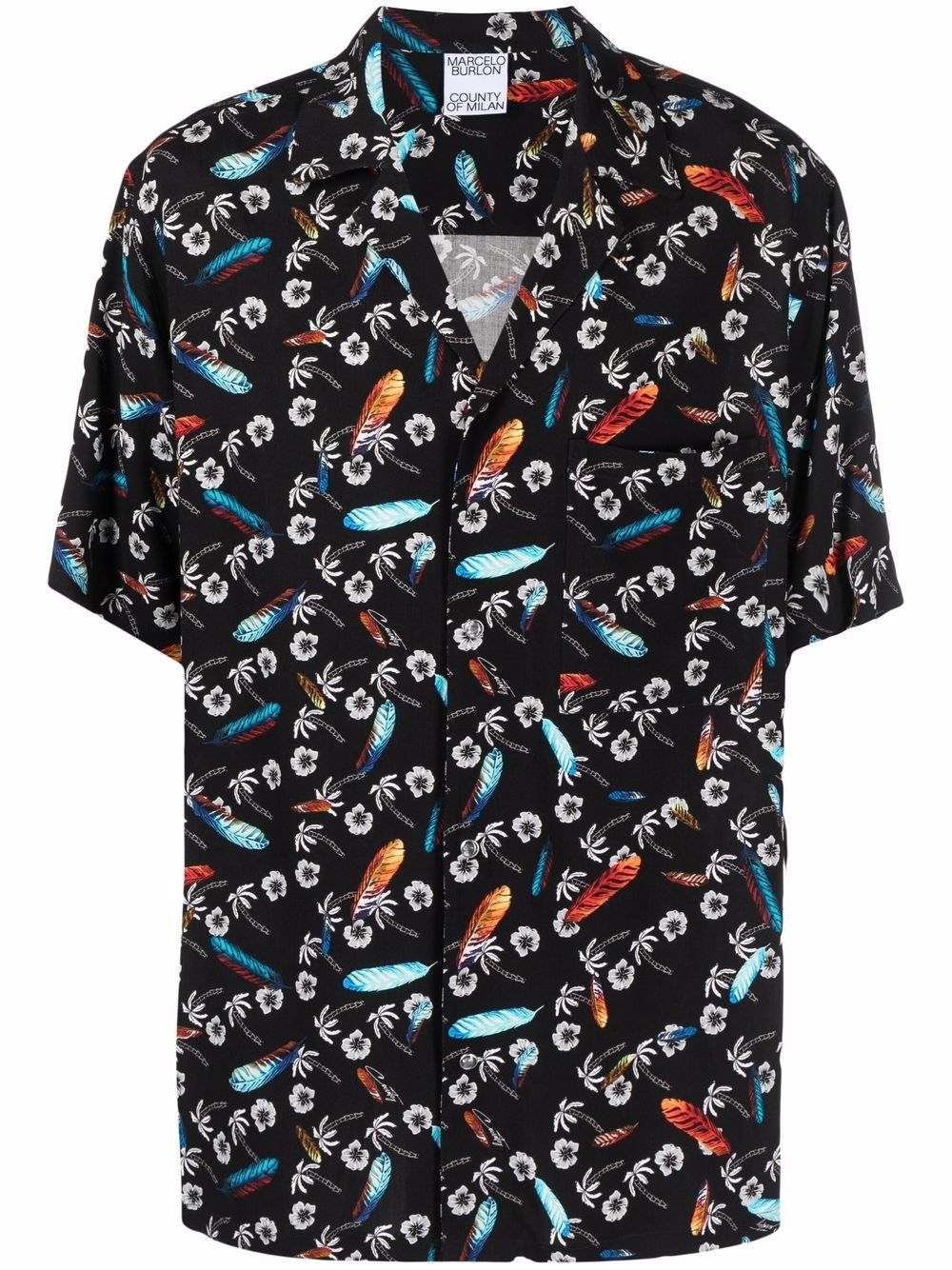 Marcelo Burlon County of Milan 花卉印花短袖衬衫 - 黑色