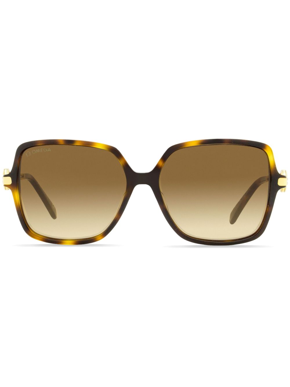 OMEGA EYEWEAR 玳瑁纹方框太阳眼镜 - 褐色