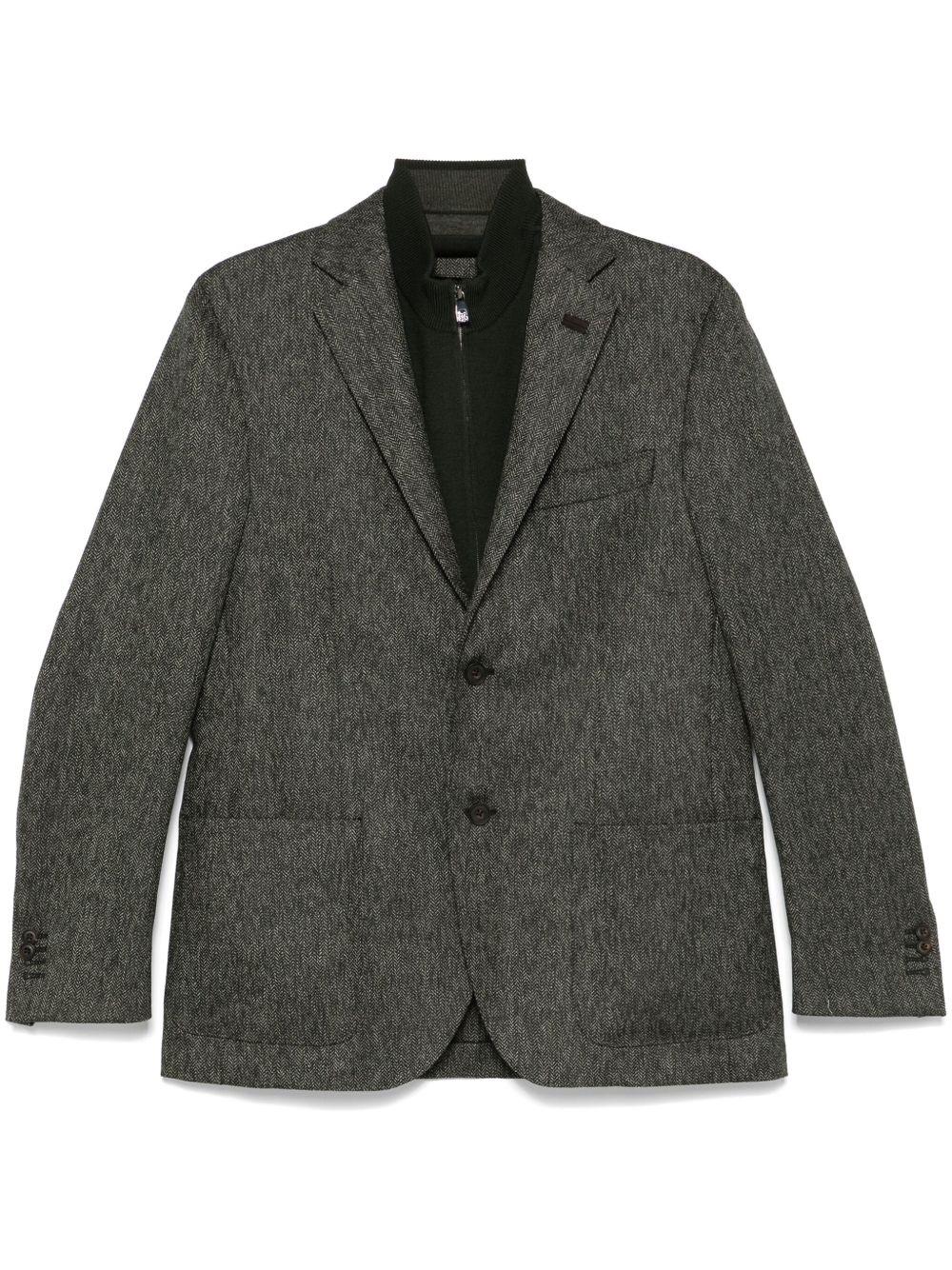 Corneliani 层搭西装夹克 - 绿色