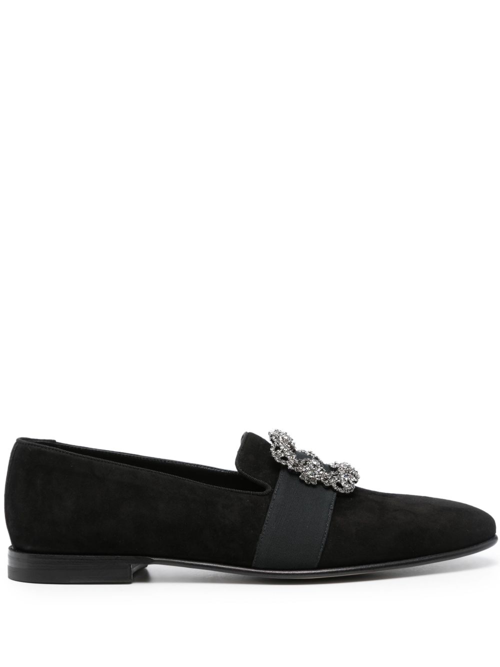 Manolo Blahnik Carlton 绒面皮乐福鞋 - 黑色