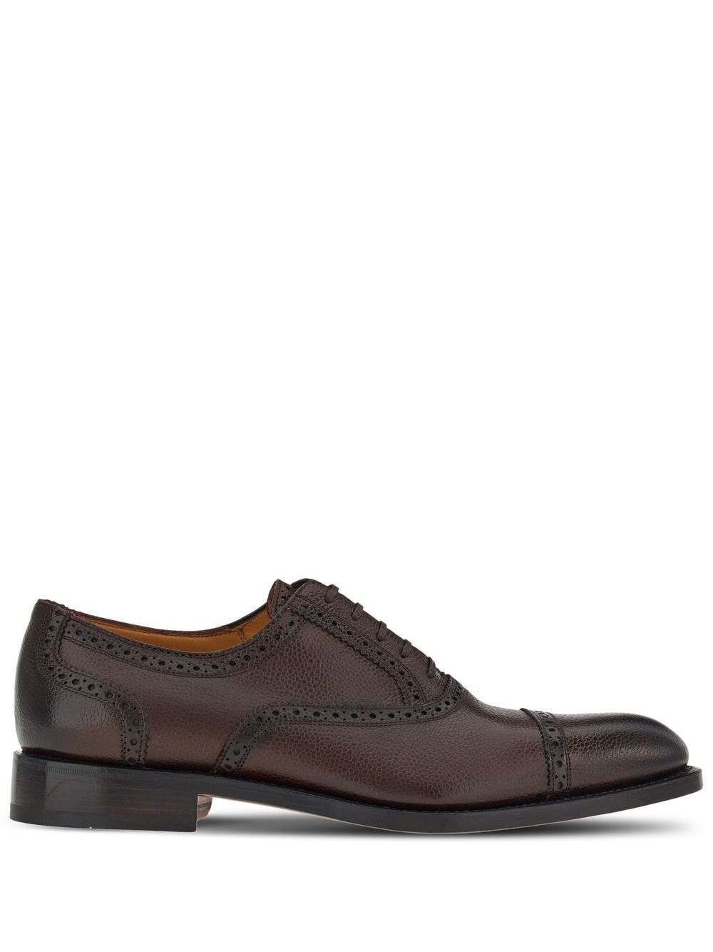 Ferragamo 皮质系带布洛克鞋 - 褐色
