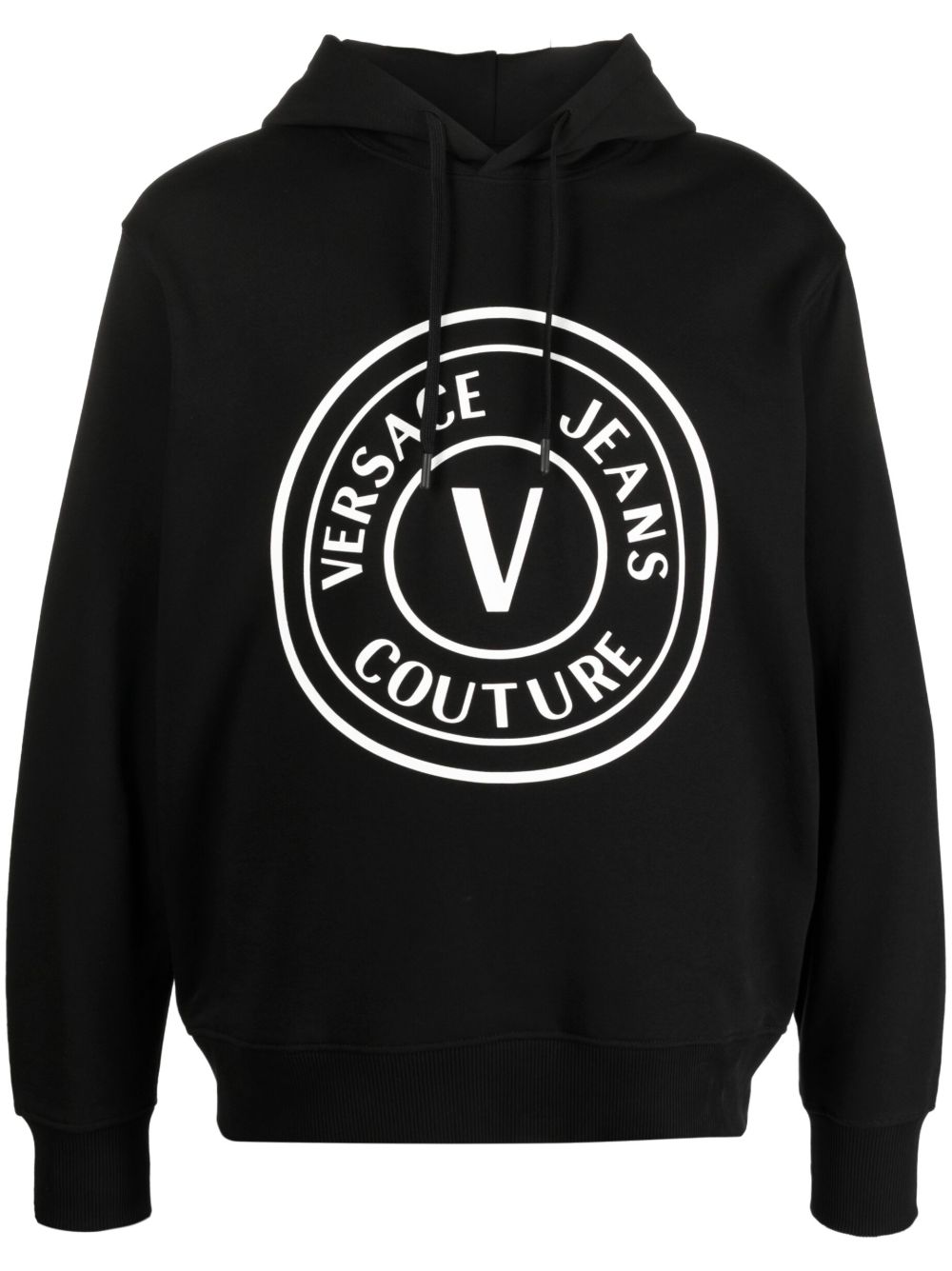 Versace Jeans Couture logo印花棉连帽衫 - 黑色