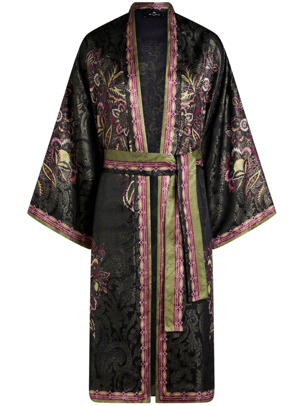 ETRO 斜纹布印花方袖长款衬衫 - 黑色