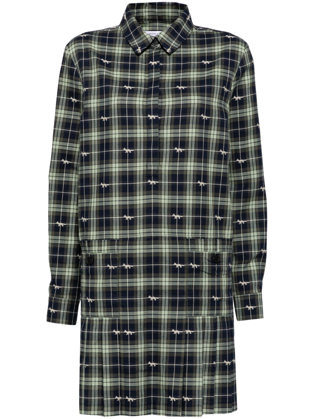 Maison Kitsuné Shrunken 衬衫裙 - 绿色