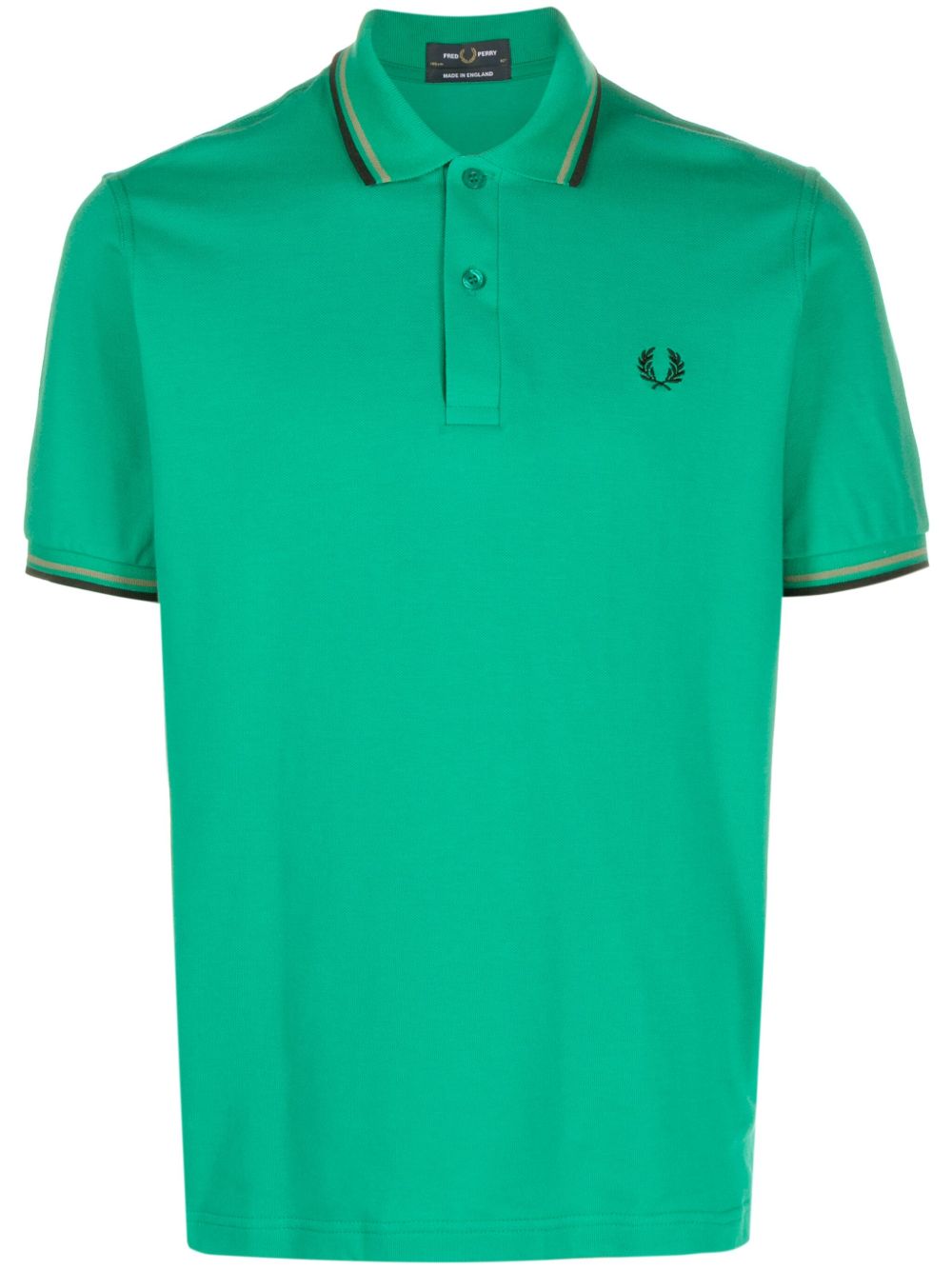 Fred Perry logo刺绣棉polo衫 - 绿色