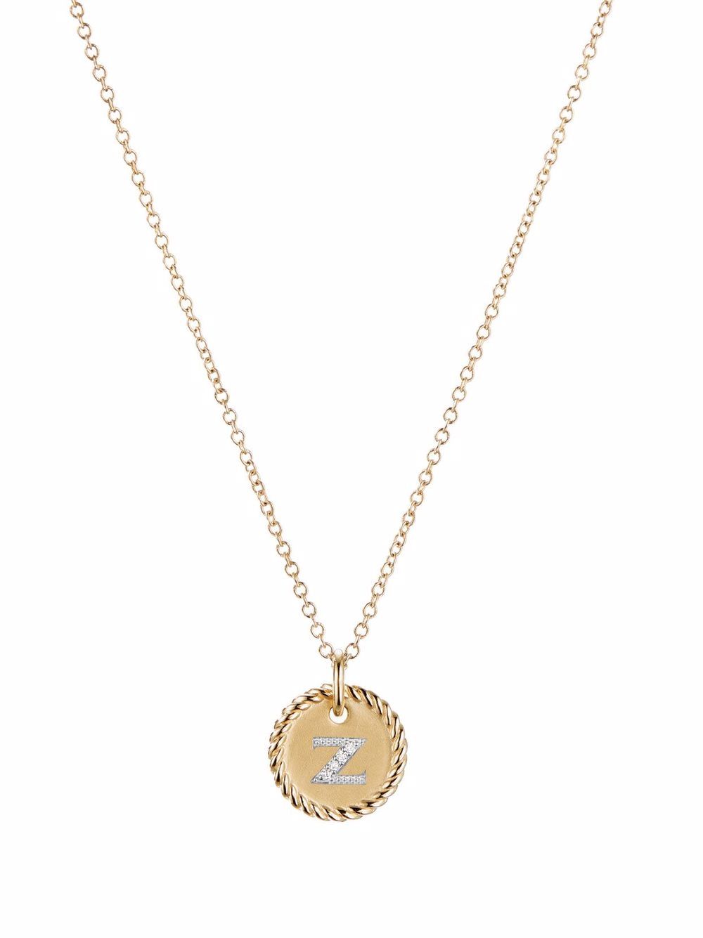 David Yurman 18K黄金 Z Initial Charm 钻石项链 - 金色