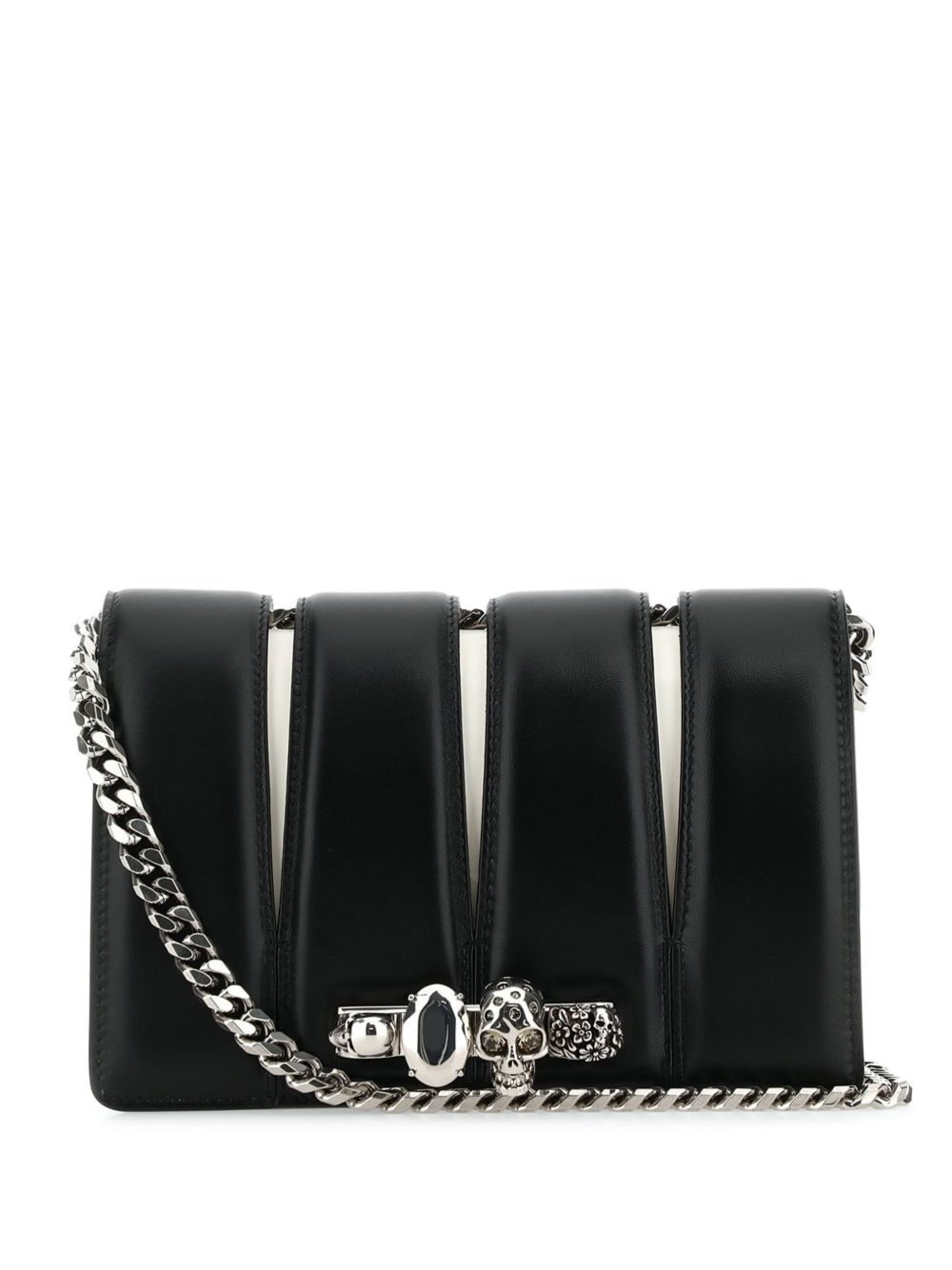 Alexander McQueen Slash 铆钉搭链斜挎包 - 黑色