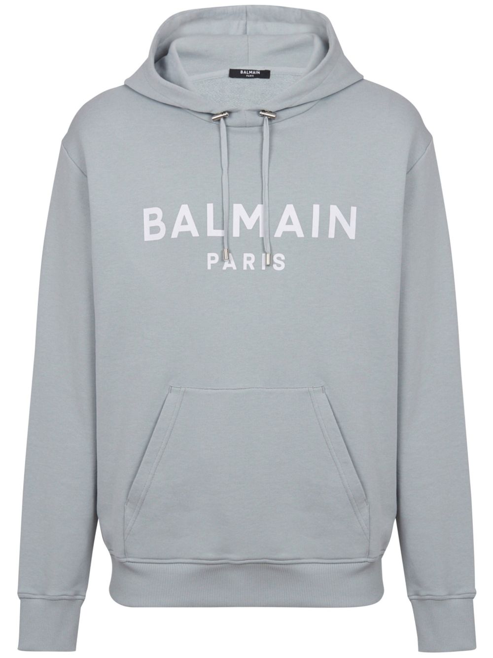 Balmain logo印花棉连帽衫 - 灰色