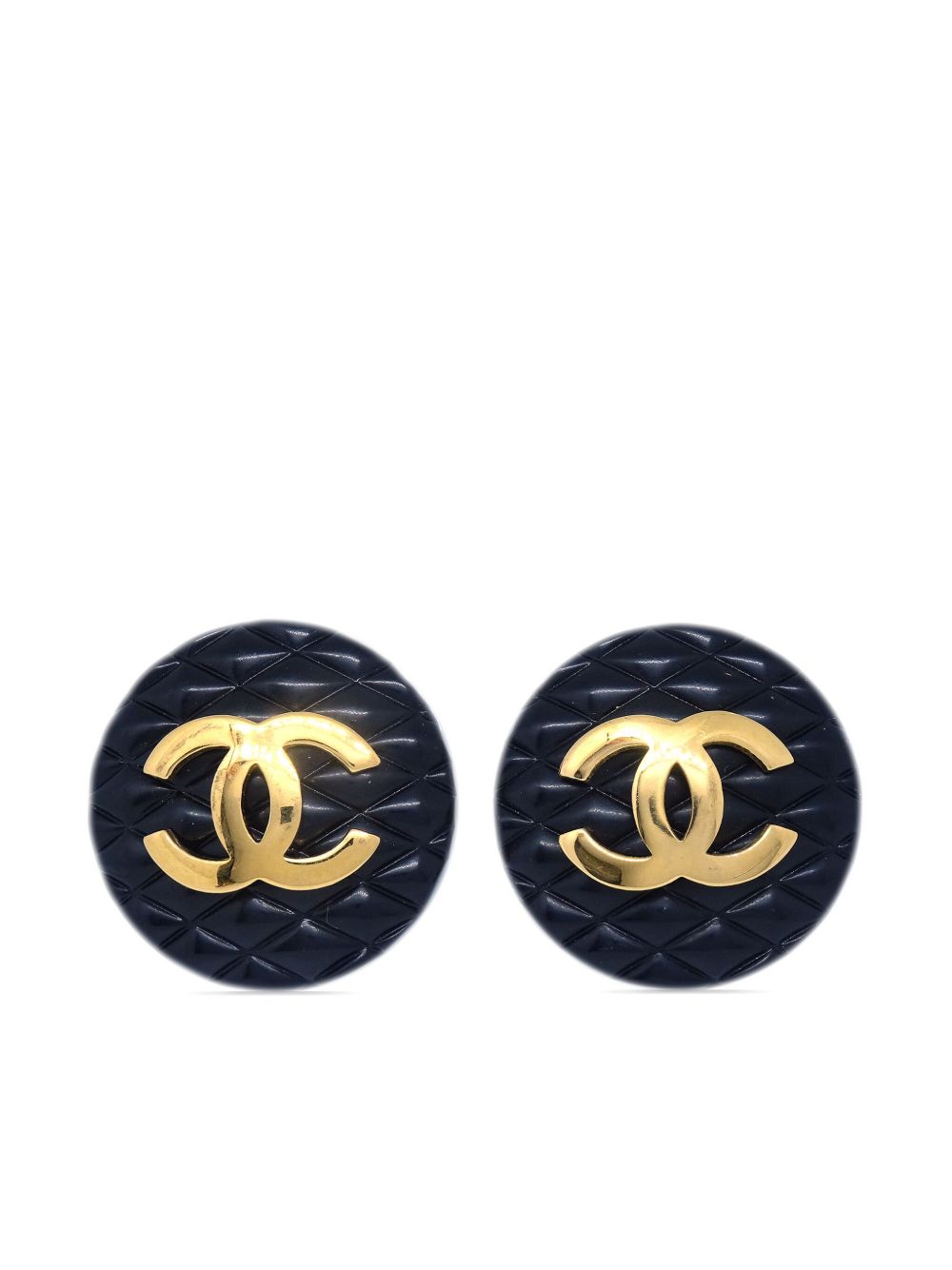 CHANEL Pre-Owned CC 纽扣夹扣式耳环（1990-2000年典藏款） - 黑色