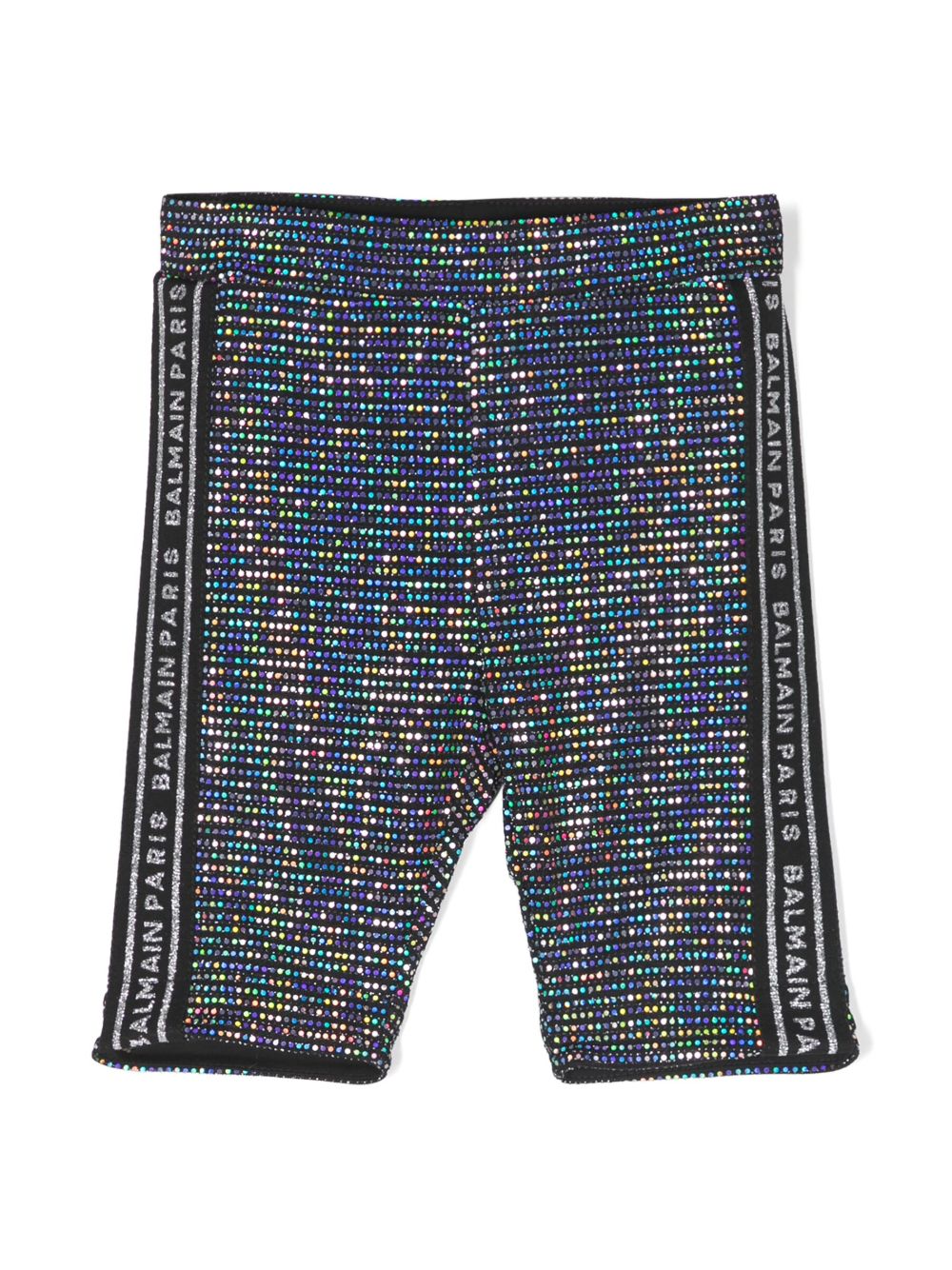 Balmain Kids logo织带亮片缀饰短裤 - 黑色