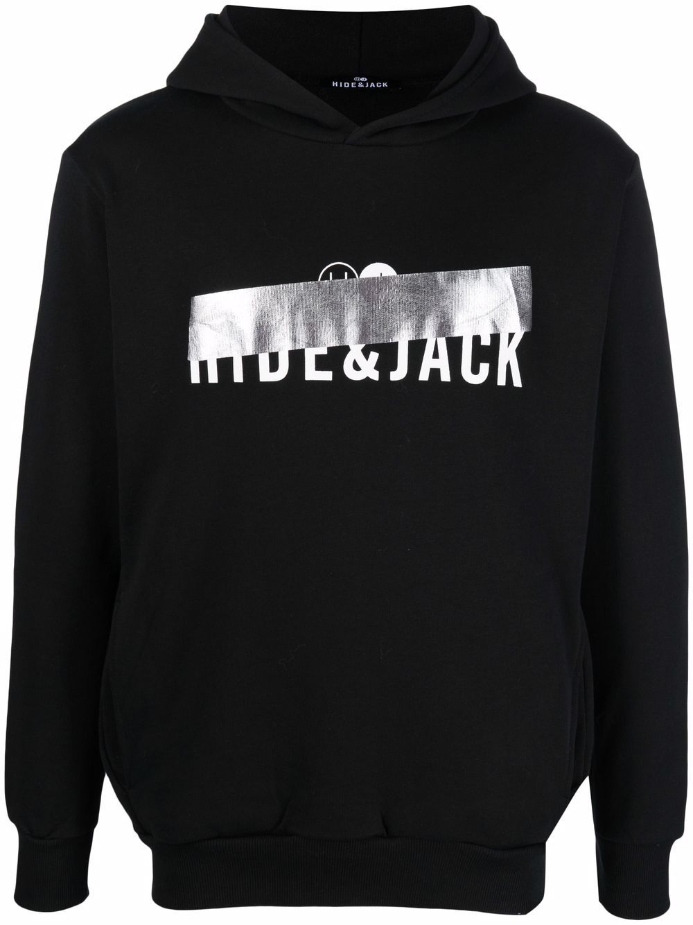 Hide&Jack logo印花套头式连帽衫 - 黑色