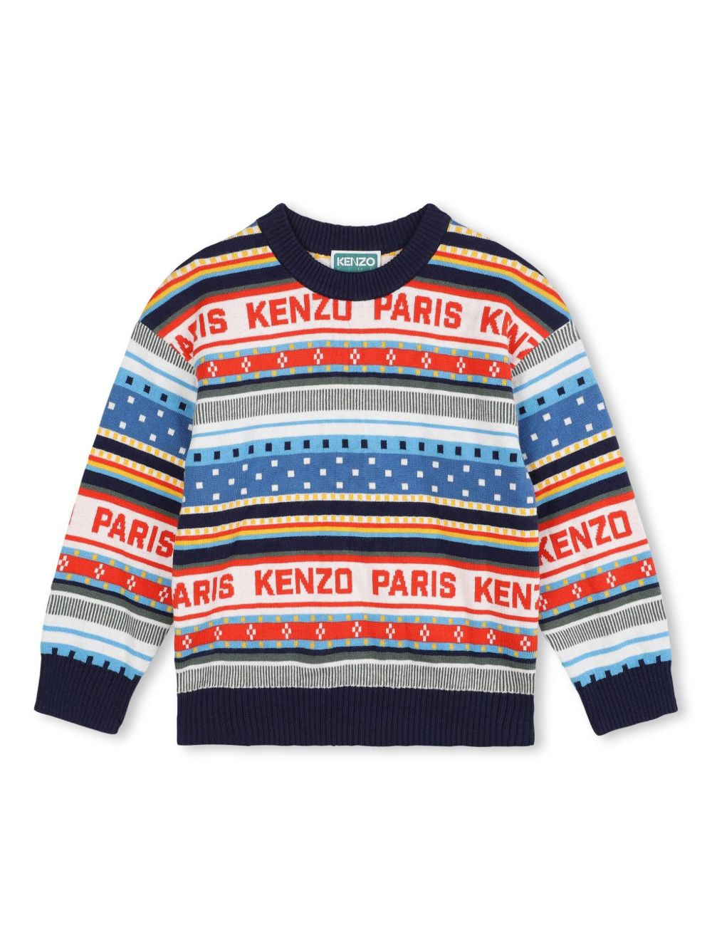 Kenzo Kids logo提花嵌花针织毛衣 - 黑色