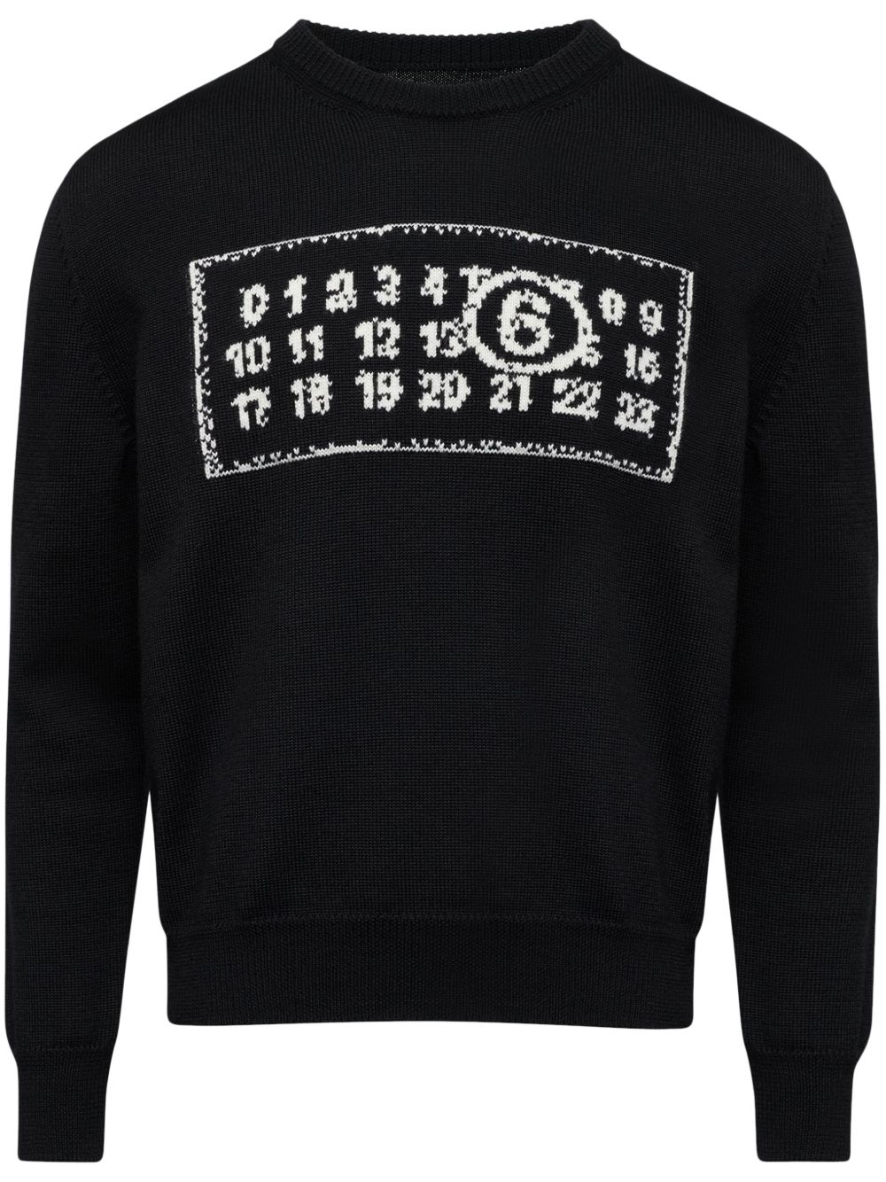 MM6 Maison Margiela Numbers 图案圆领毛衣 - 黑色