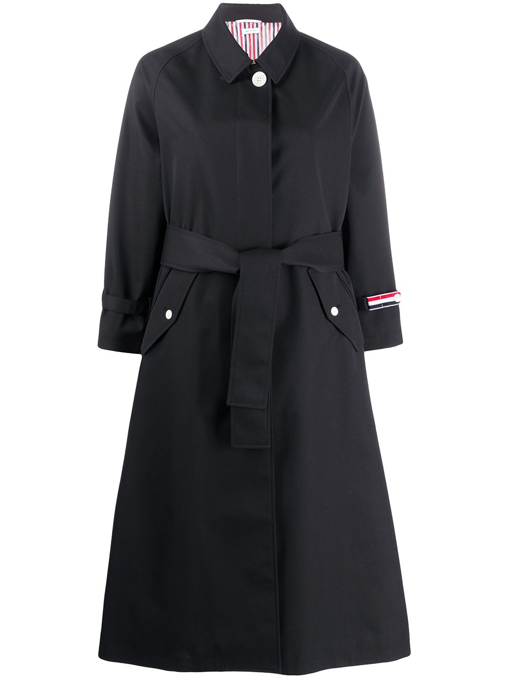 Thom Browne 中长束腰风衣 - 蓝色