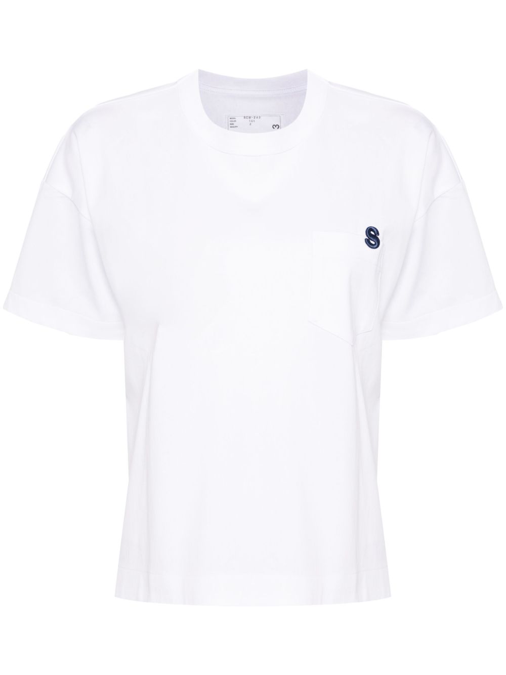 sacai logo刺绣棉T恤 - 白色