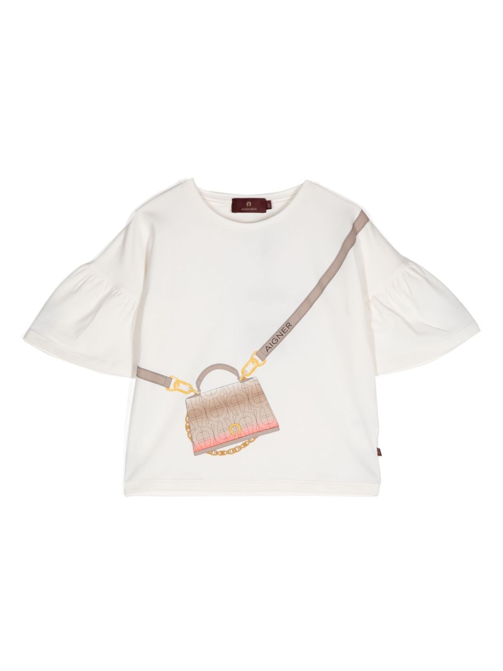 Aigner Kids 图案印花泡泡袖T恤 - 中性色