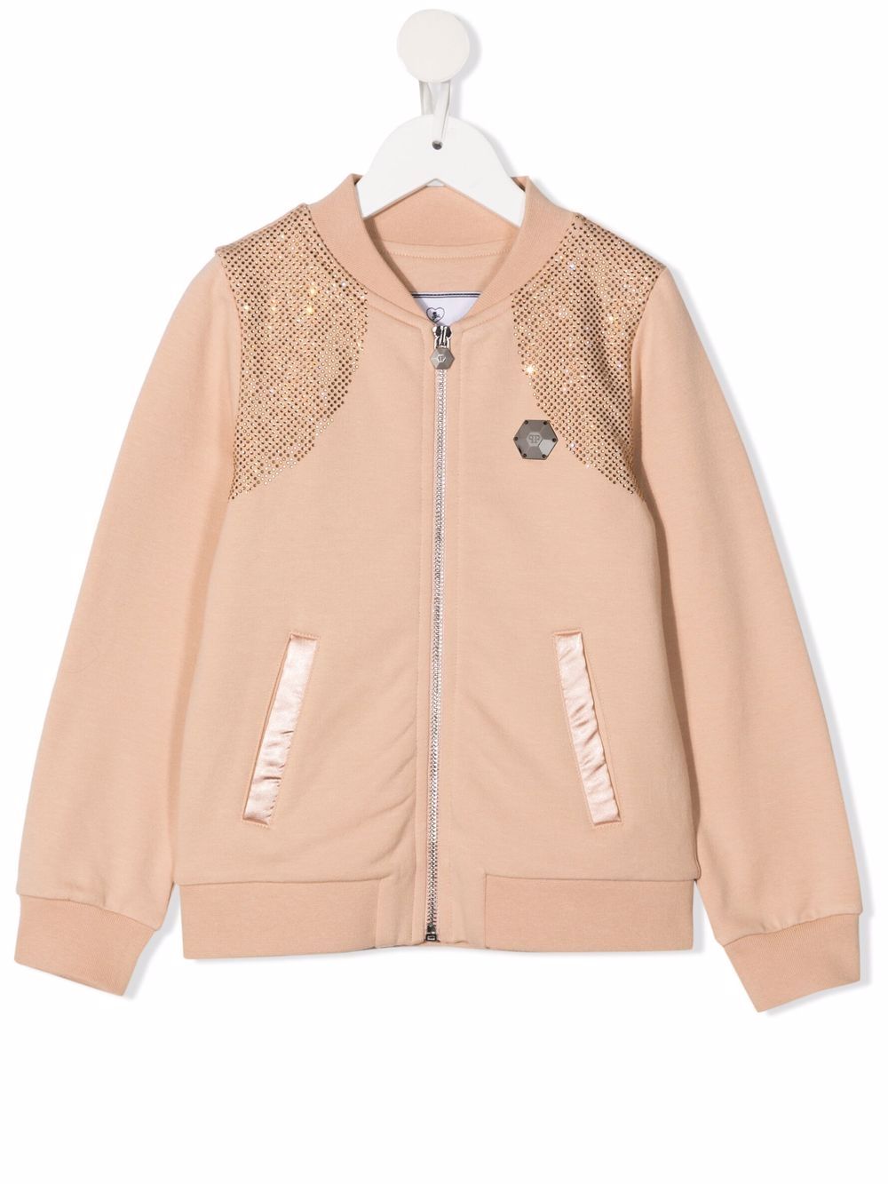 Philipp Plein Junior Iconic Plein 水钻缀饰飞行员夹克 - 中性色