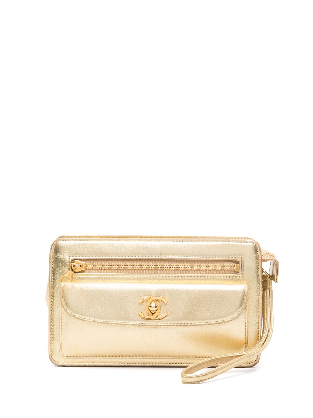 CHANEL Pre-Owned CC 旋锁手拿包（1996-1997年典藏款） - 金色