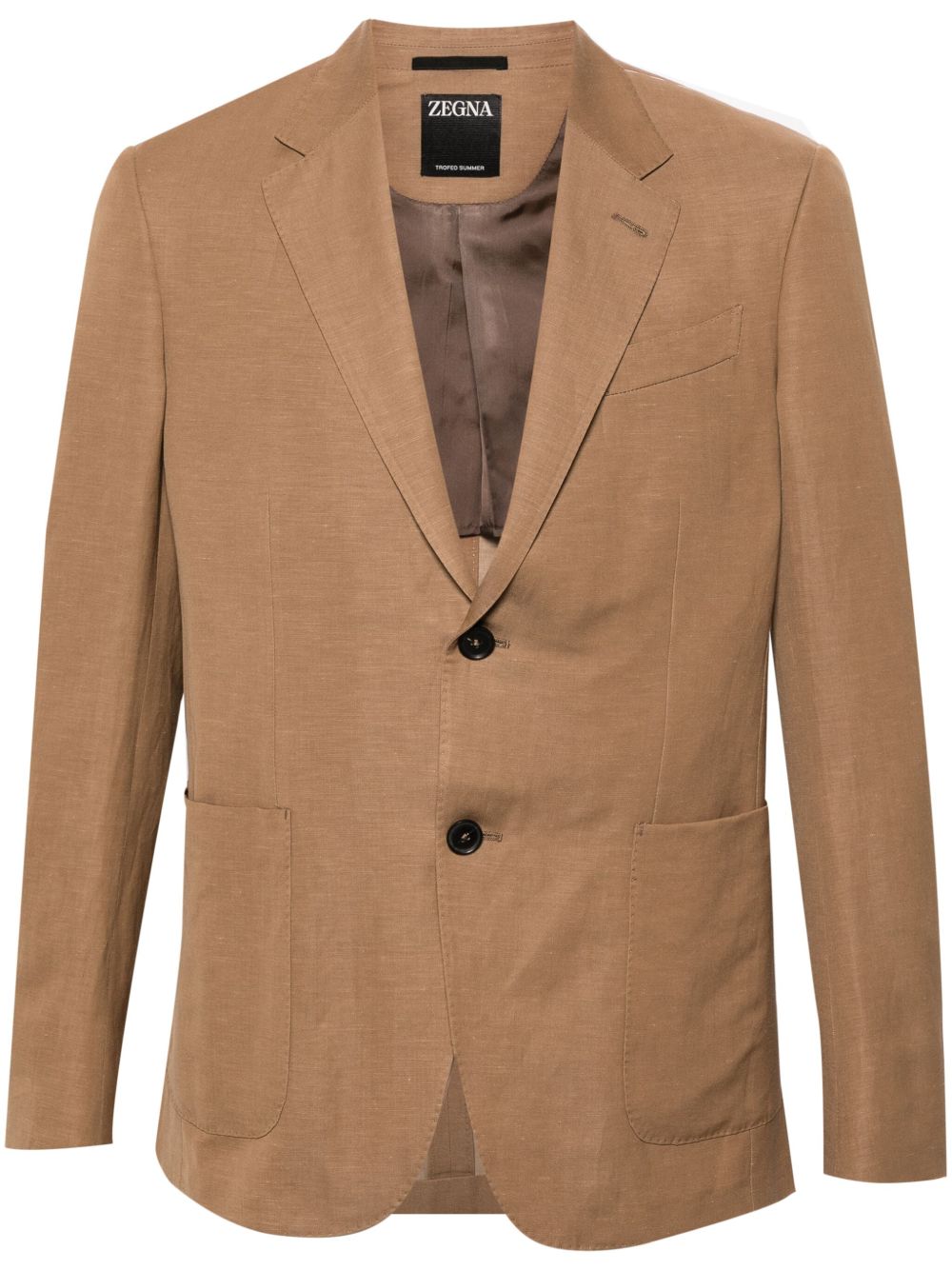 Zegna Trofeo 单排扣西装夹克 - 褐色