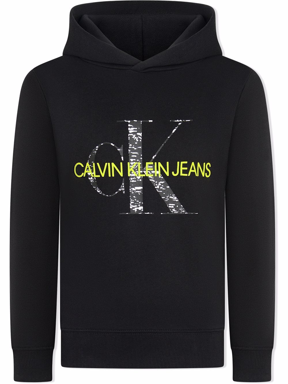 Calvin Klein Kids logo印花套头式连帽衫 - 黑色