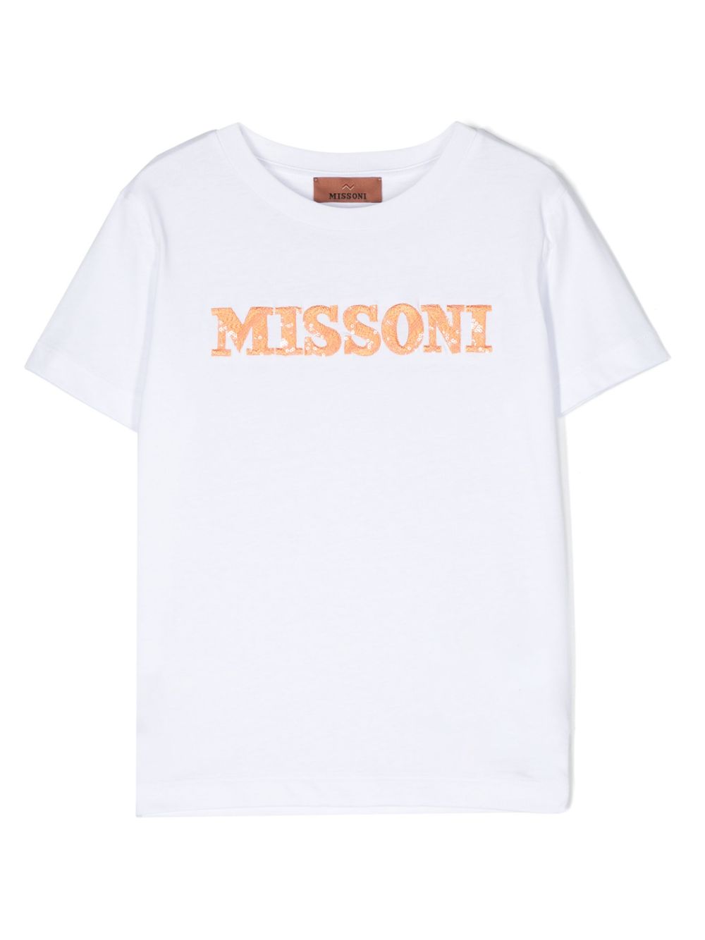 Missoni Kids logo刺绣亮片T恤 - 白色
