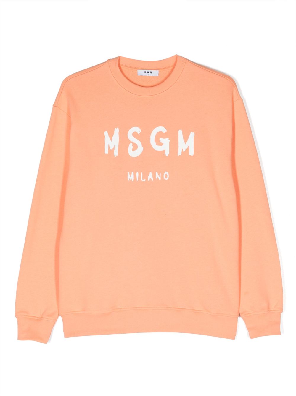 MSGM Kids logo印花棉卫衣 - 橘色