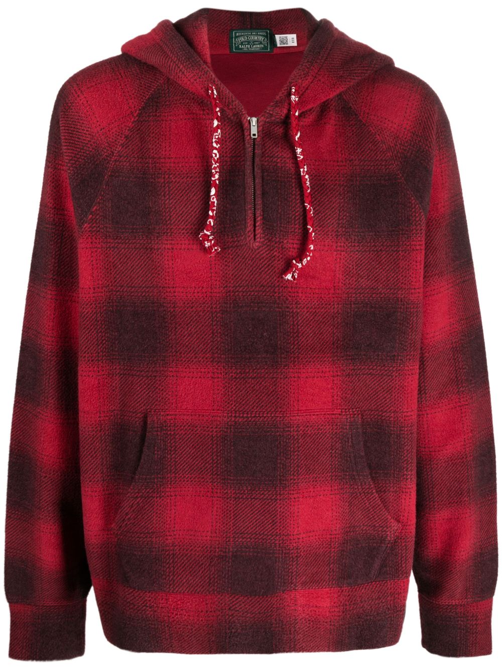 Polo Ralph Lauren 格纹拉绒抓绒连帽衫 - 红色