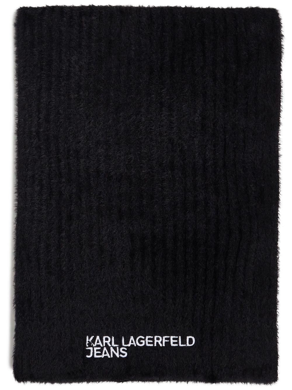 Karl Lagerfeld Jeans Fluffy 刺绣logo围巾 - 黑色