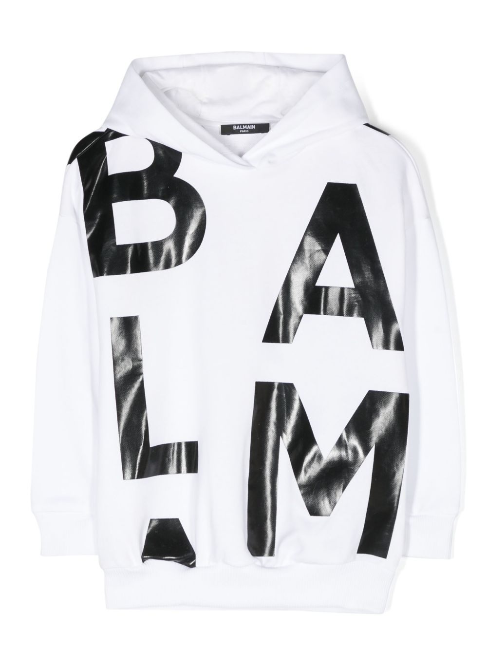 Balmain Kids logo印花连帽衫 - 白色