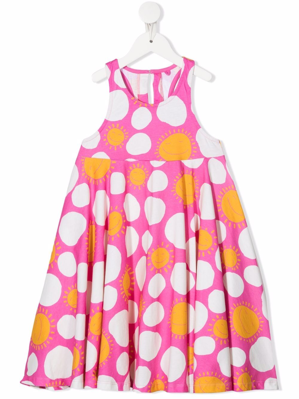 Stella McCartney Kids 斯特拉·麦卡特尼 图案印花无袖帝国式高腰连衣裙 - 粉色