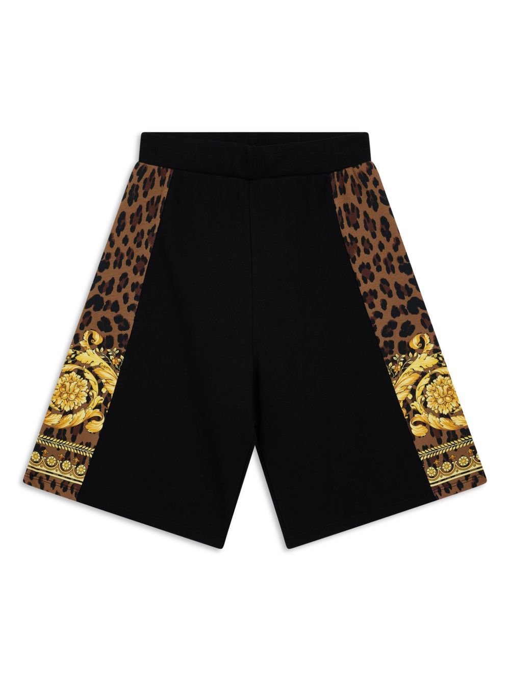 Versace Kids 巴洛克印花短裤 - 黑色