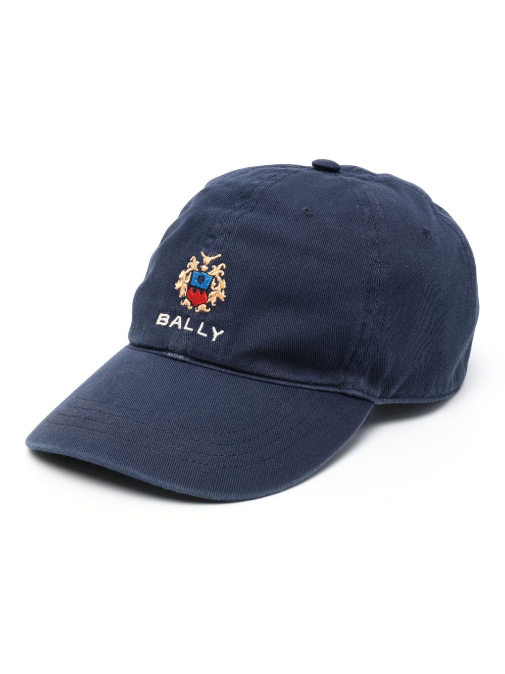 Bally logo刺绣棉棒球帽 - 蓝色