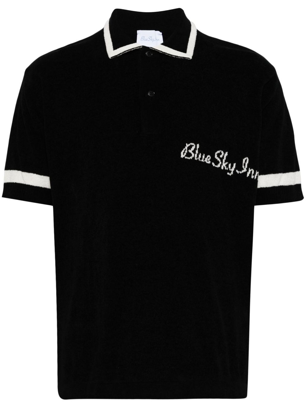 BLUE SKY INN logo提花polo领上衣 - 黑色