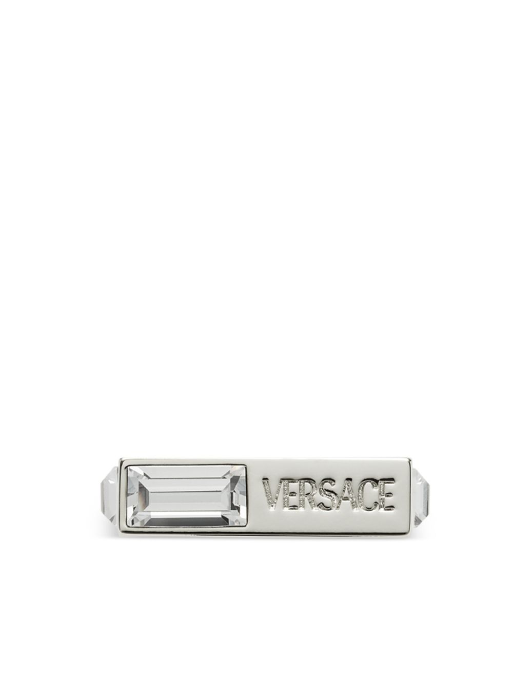 Versace logo雕刻晶饰耳环 - 银色