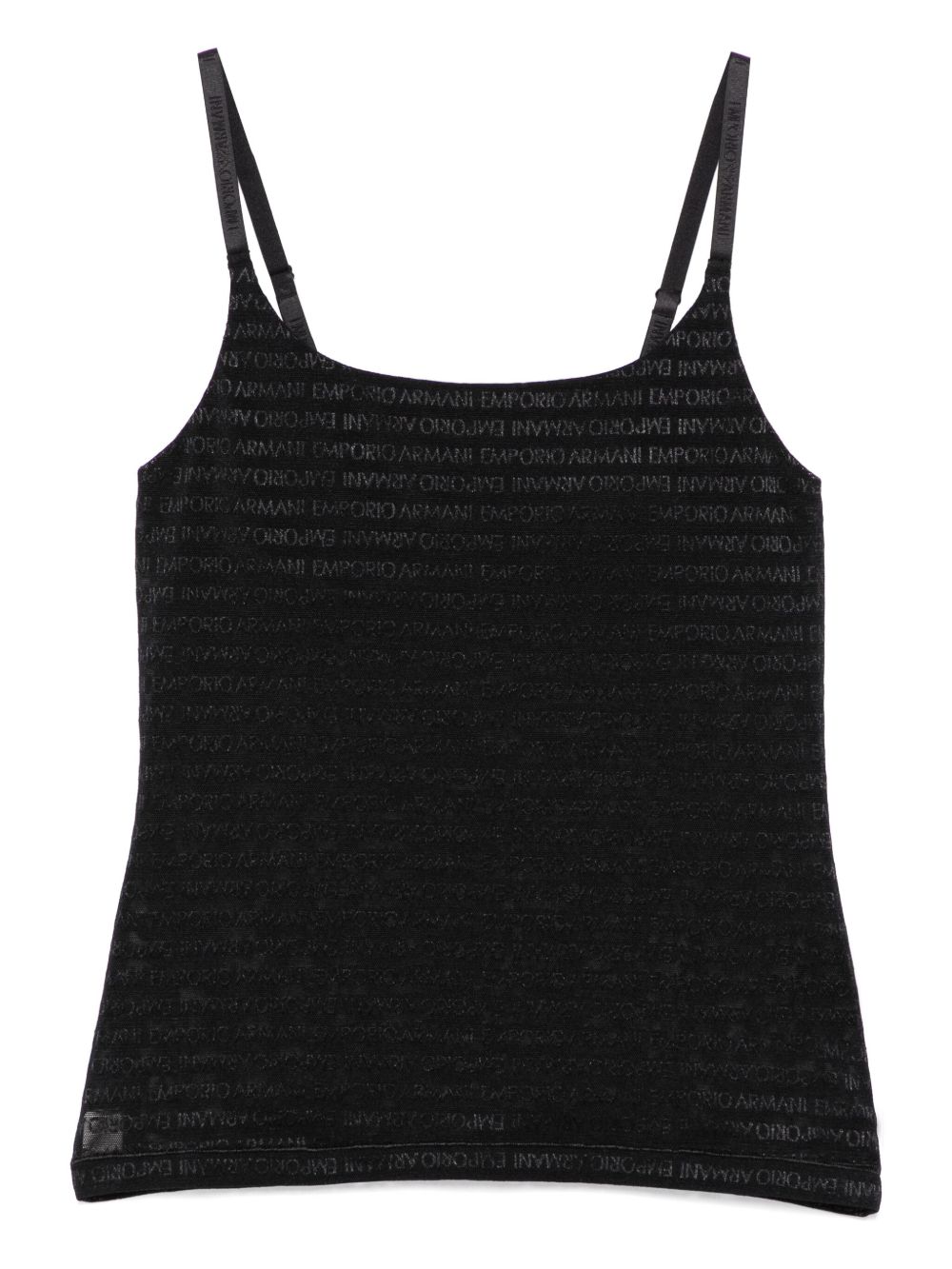 Emporio Armani logo刺绣睡衣上装 - 黑色