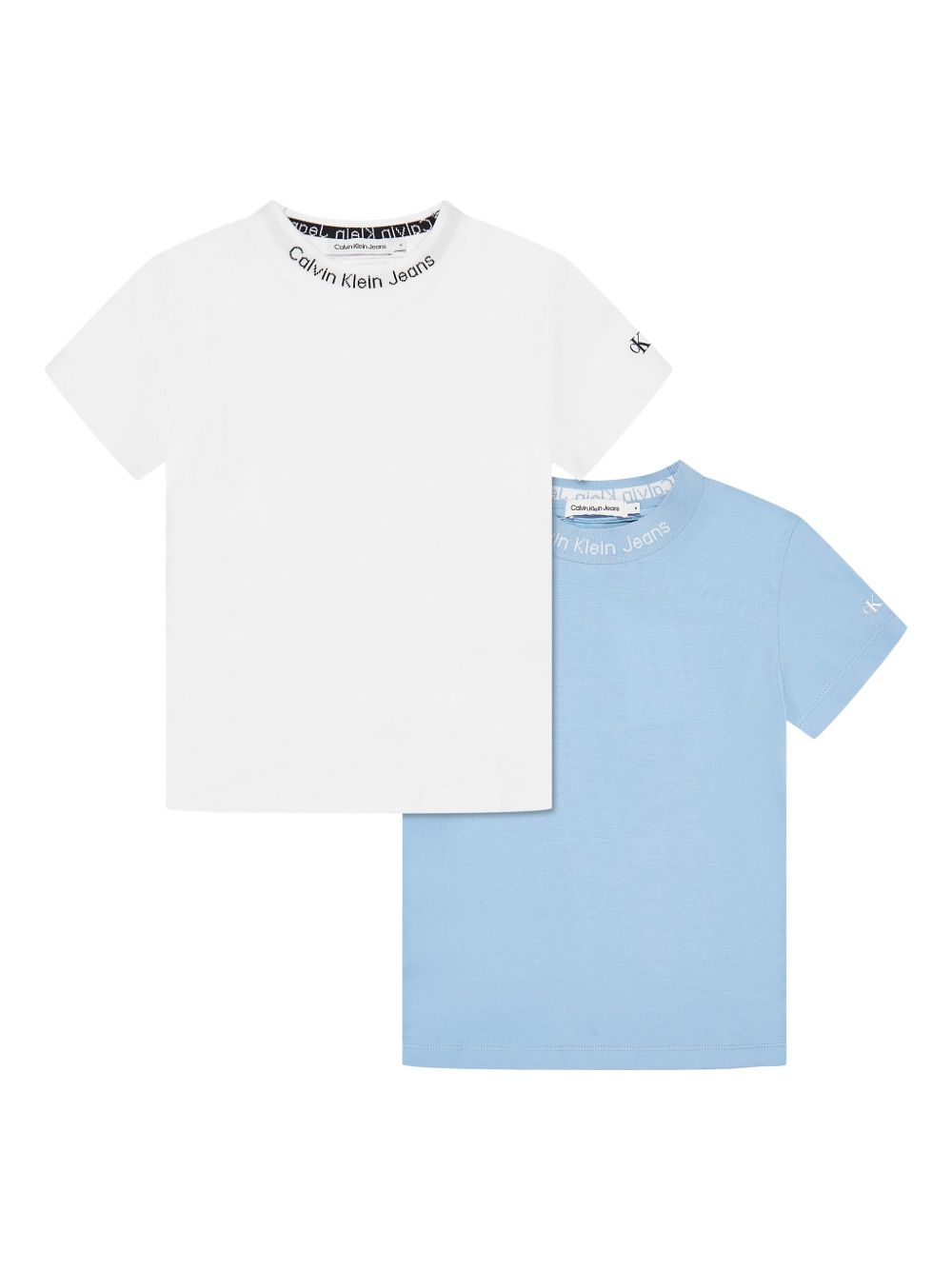 Calvin Klein Kids logo嵌花T恤（两件装） - 白色