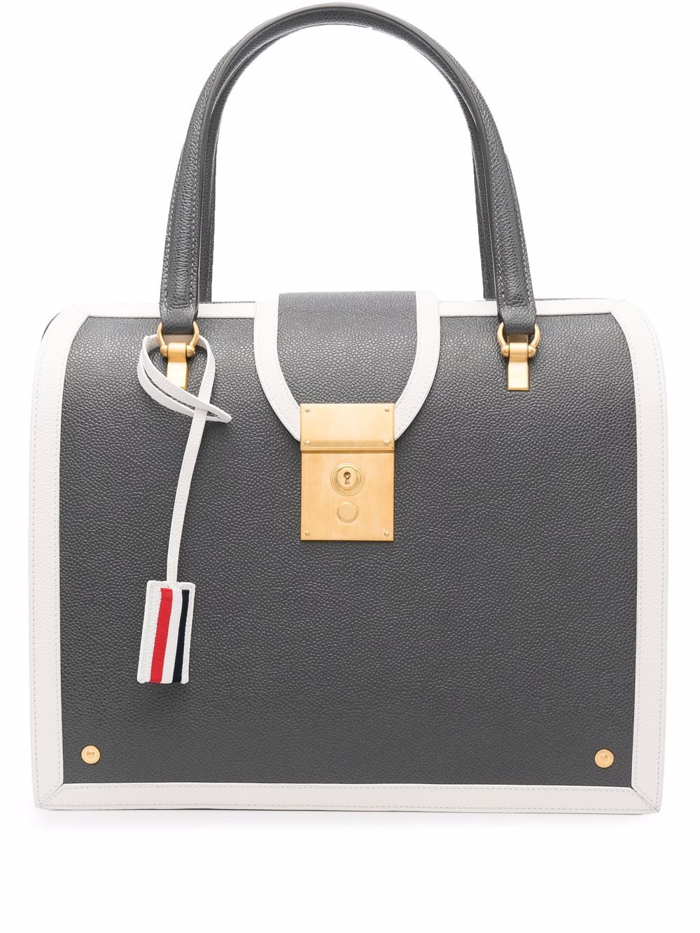 Thom Browne Mrs. Thom 对比边饰手提包 - 灰色