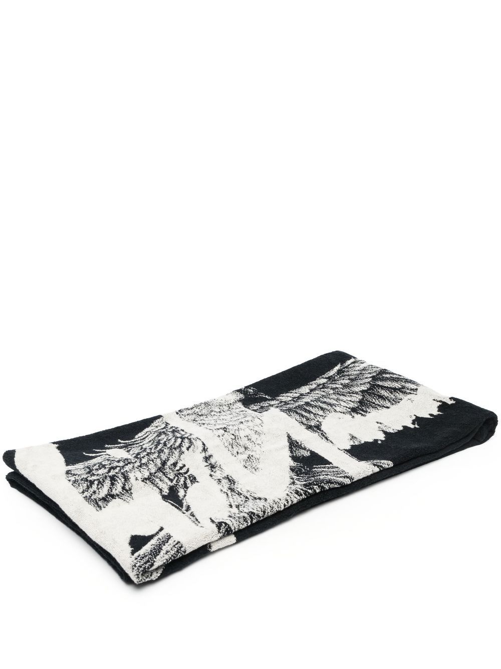 Yohji Yamamoto logo印花毛巾 - 黑色