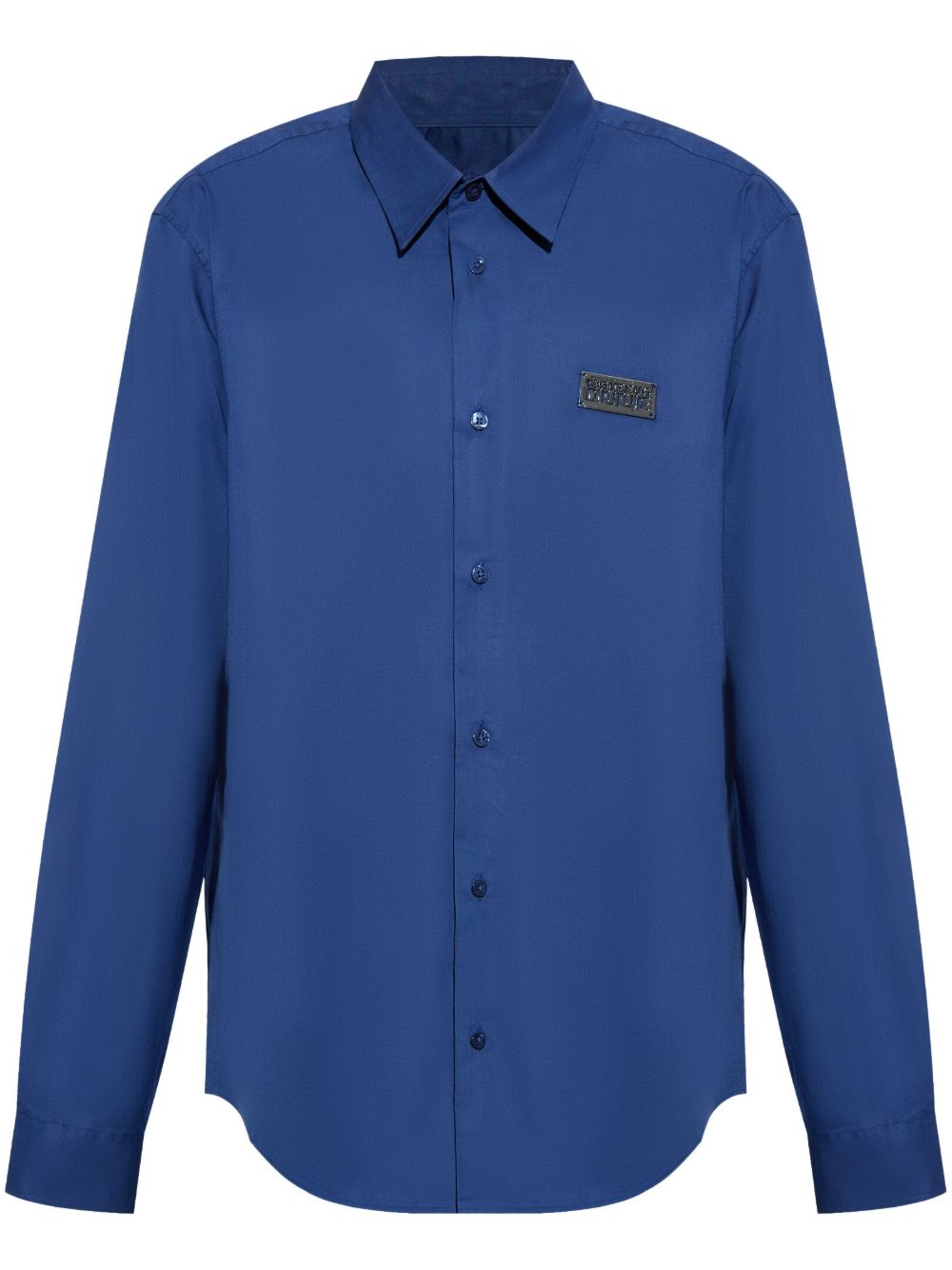Versace Jeans Couture logo标牌棉衬衫 - 蓝色