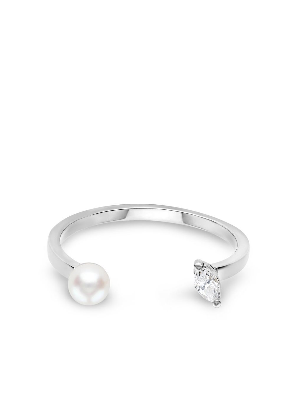 Delfina Delettrez Dots 18K白金钻石珍珠戒指 - 银色