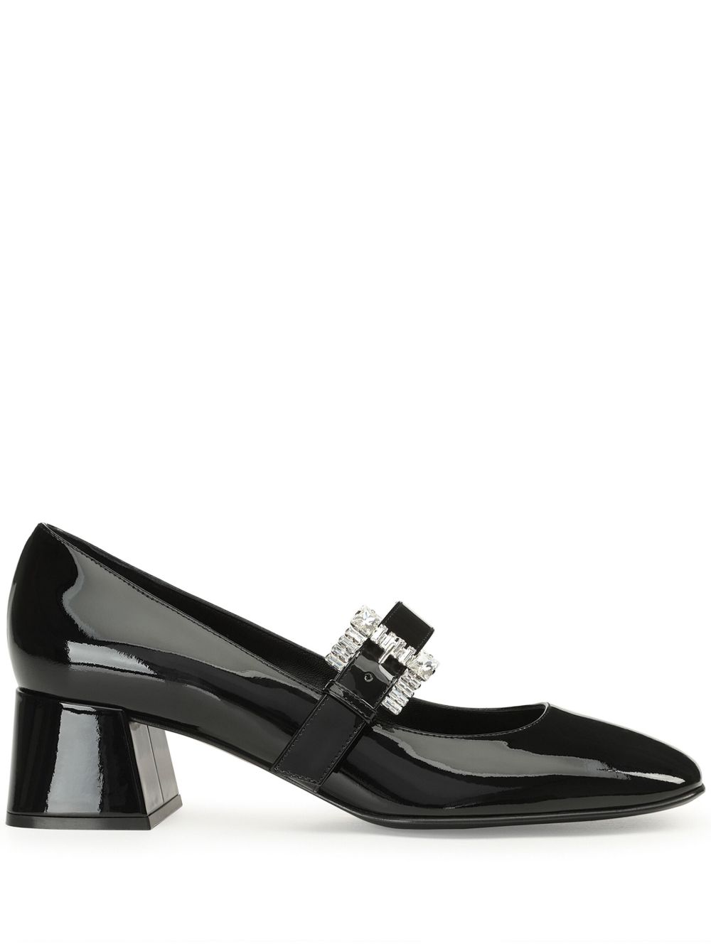 Sergio Rossi SR Twenty Buckle 皮质低跟鞋 - 黑色