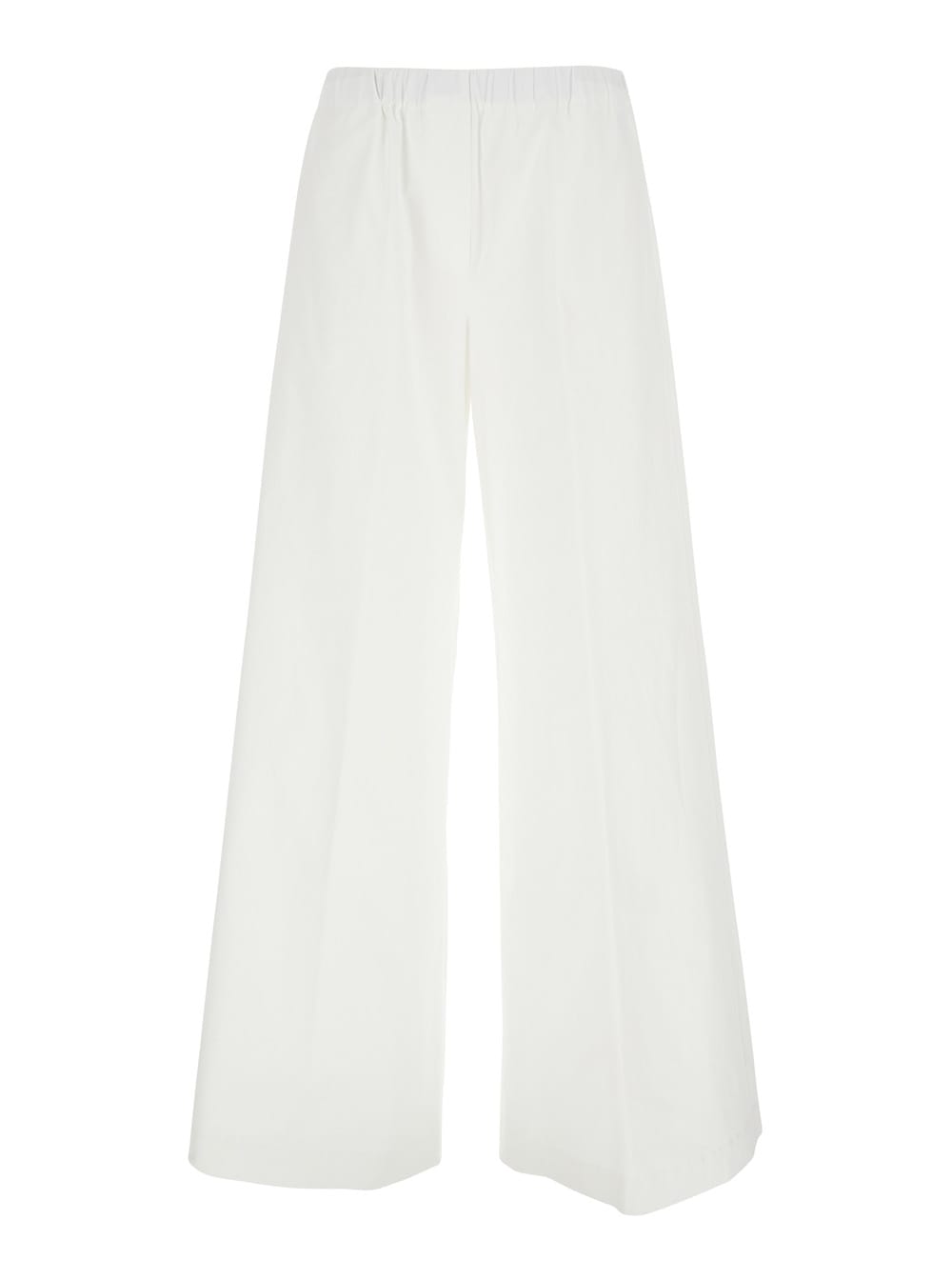 Antonelli steven White Pants With Elastic Waist And Wide Leg In Cotton Stretch Woman