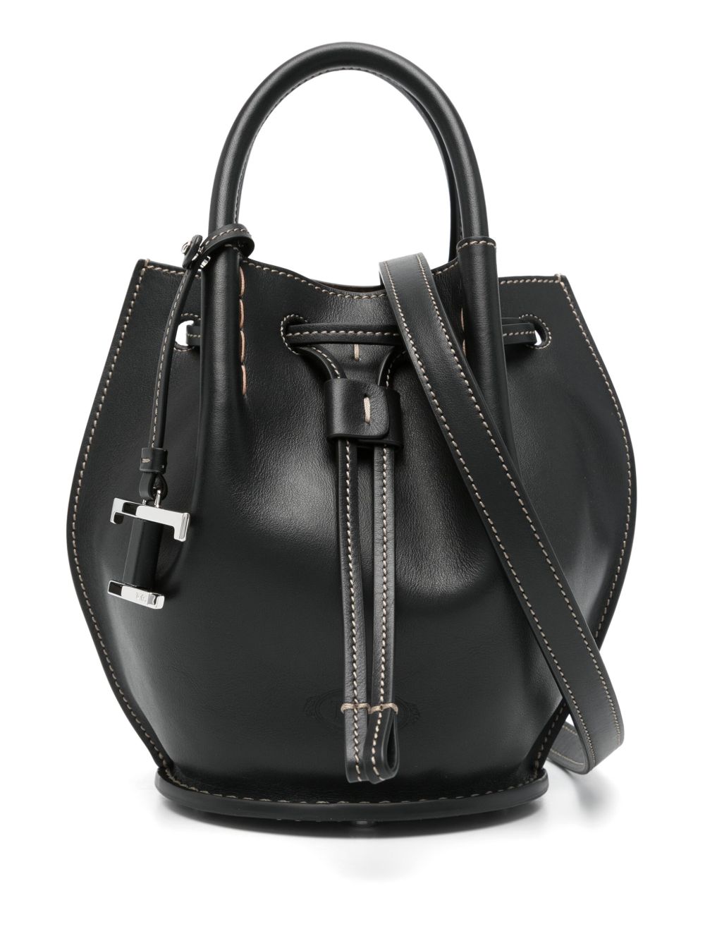 Tod's logo吊饰迷你水桶包 - 黑色