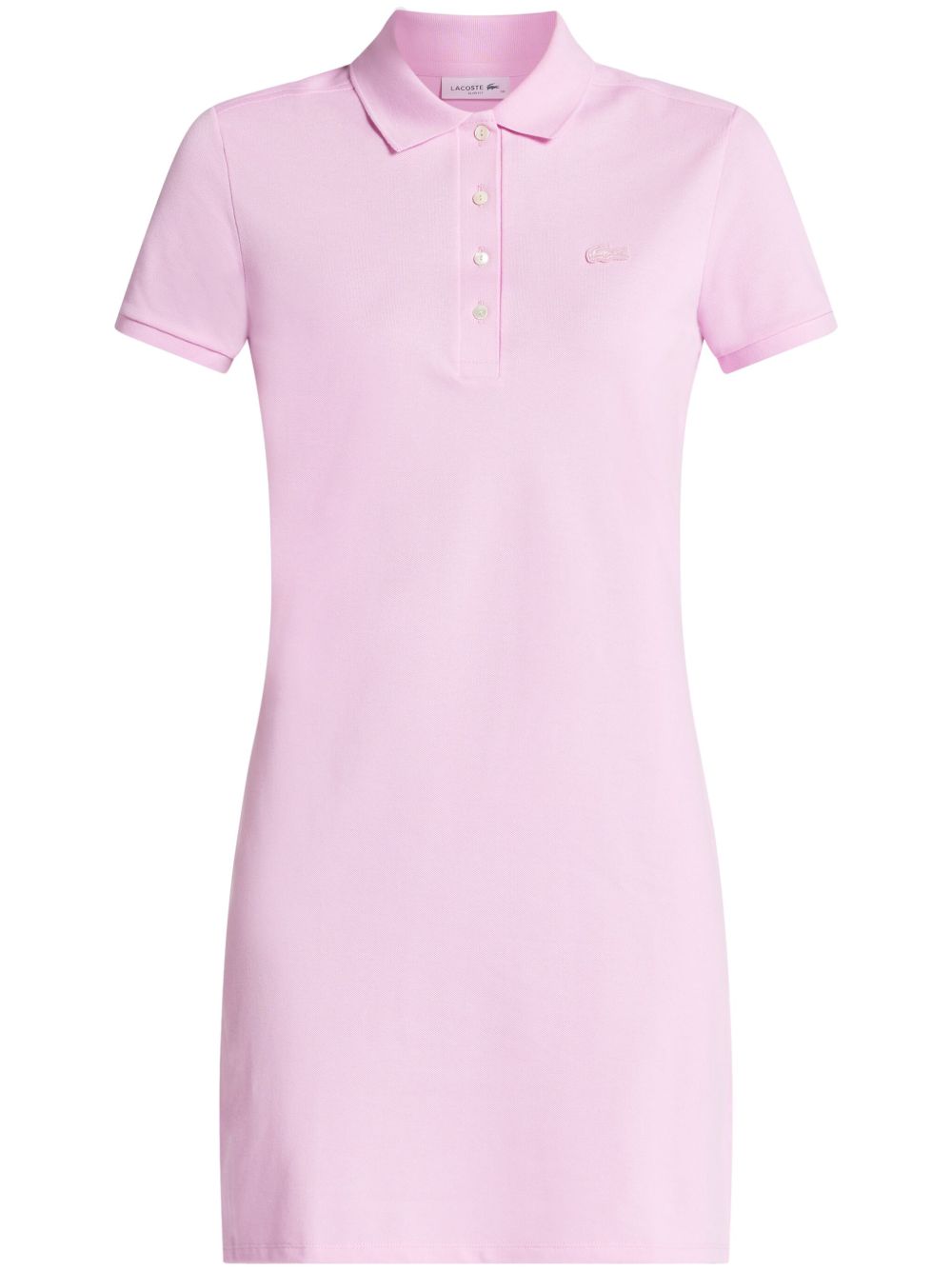 Lacoste 标贴棉珠地布polo领连衣裙 - 粉色