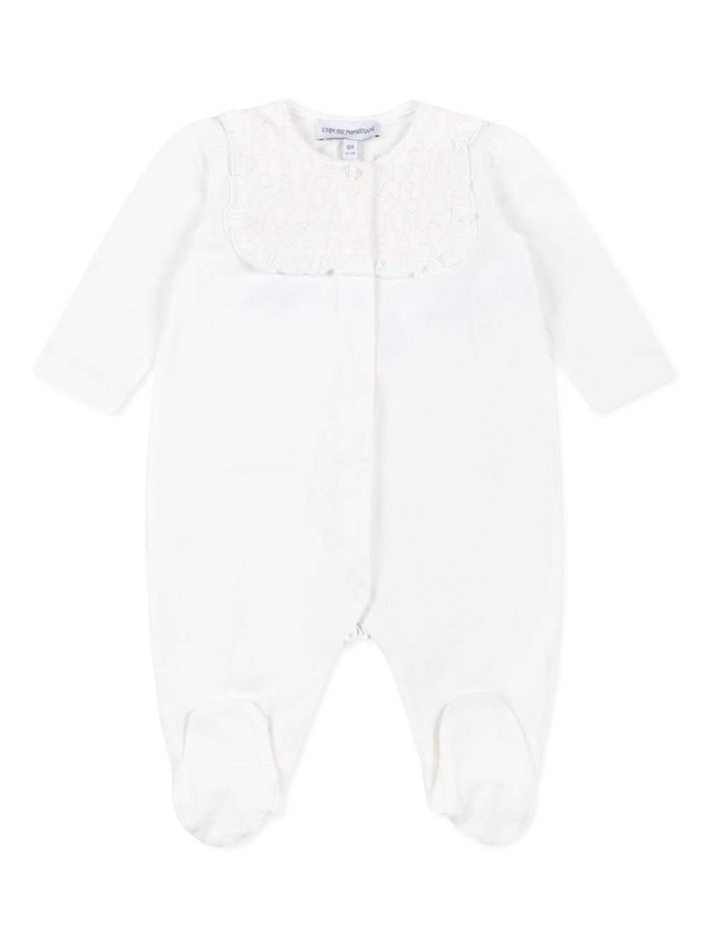 Emporio Armani Kids 围兜领棉连体衣套装 - 白色