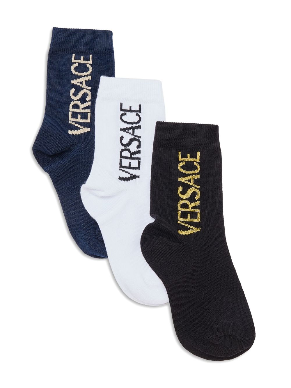Versace Kids logo针织袜（三双装） - 蓝色